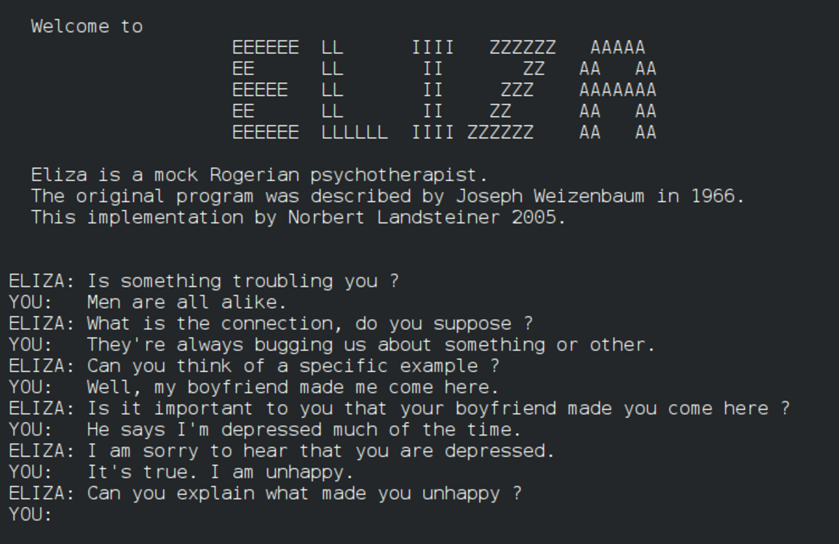 ELIZA · 1966 · MIT · 用简单模板匹配模拟心理咨询 —— 第一个让人产生情感依附的程序